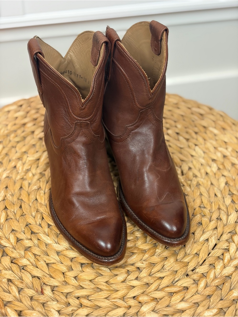 Tecovas Brown Leather Pointed-Toe Cowboy Boots
